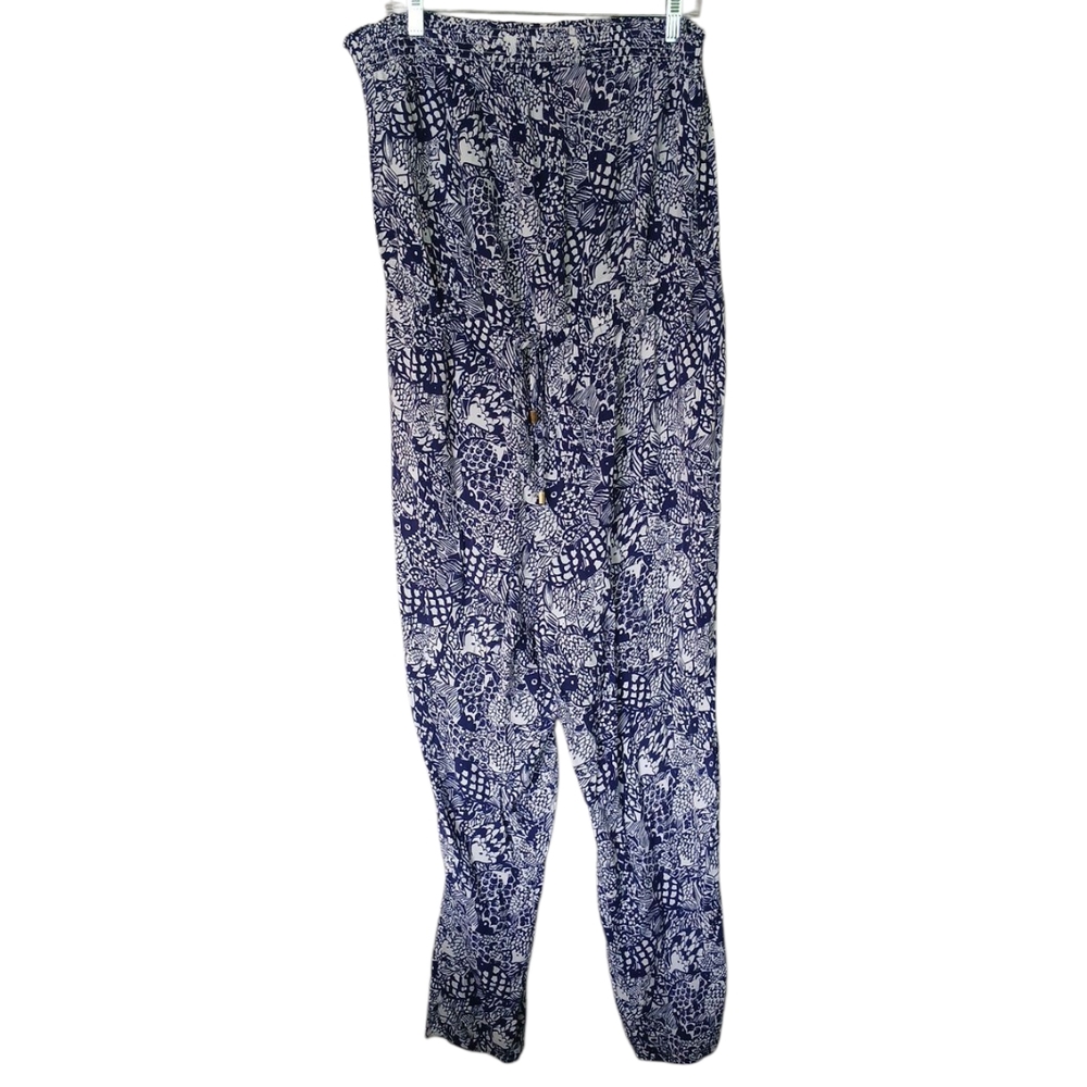 Lilly Pulitzer x Target Blue White Strapless Fish Print Jumpsuit Size 1X